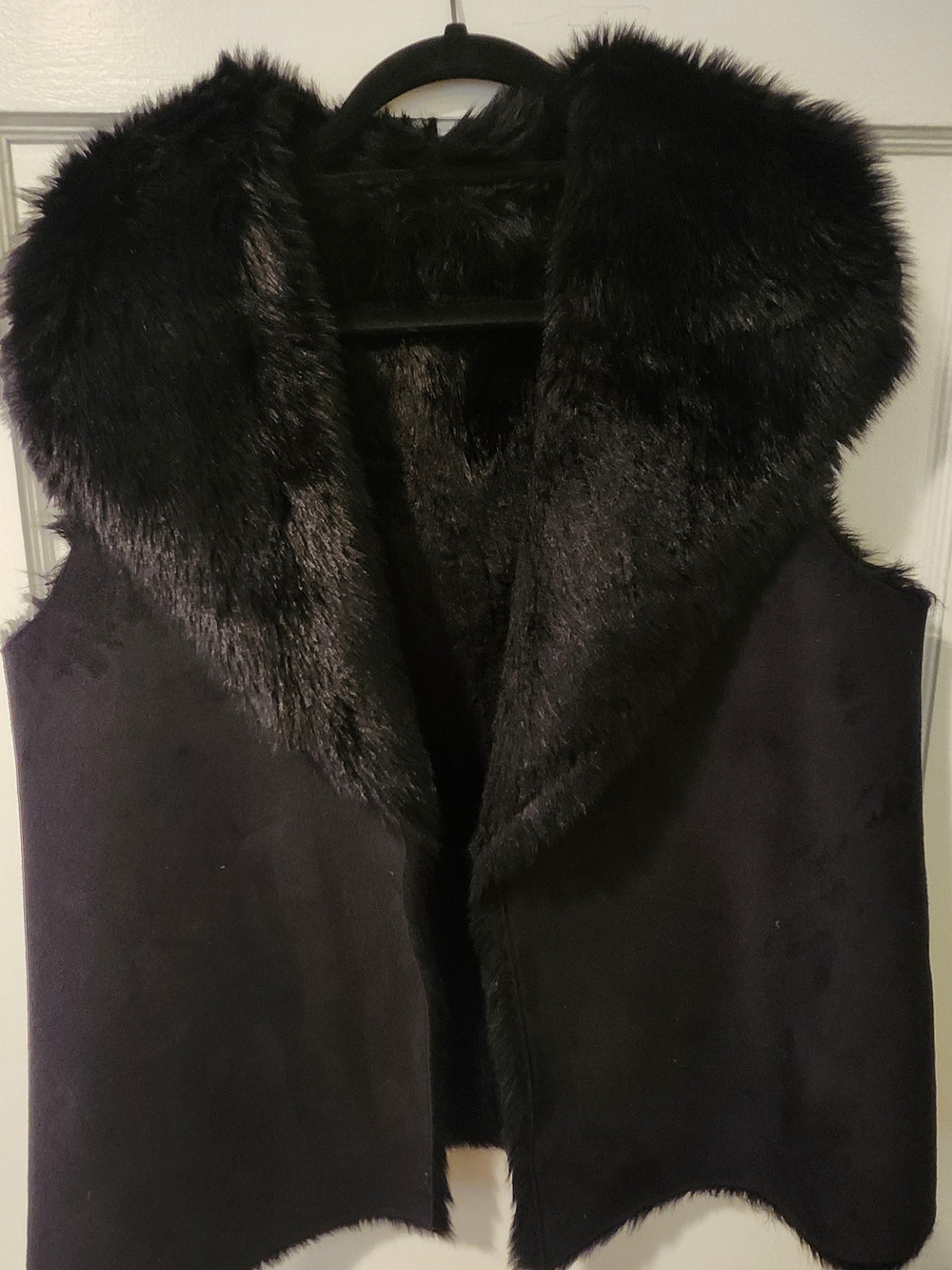 Black Faux Fur Collar Vest - Unisex Jackets & Coats